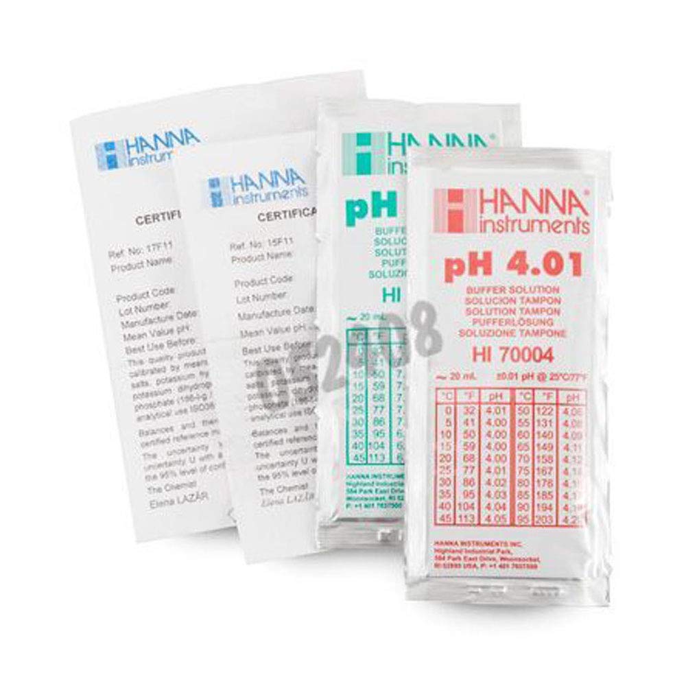 Hanna Instruments HI77400C Étalon Solution Sachet, pH4.01 et 7.01, 20ml, Lot de 10