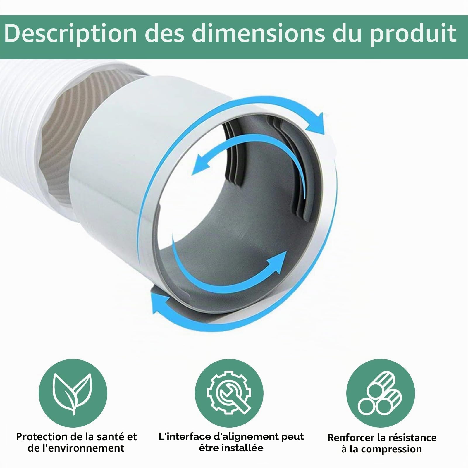 Adaptateur de Tuyau D'évacuation 150 mm, Raccord de Tuyau D'évacuation 150 Climatisation Adaptateur de Tuyau 150 Raccord de Tuyau de Ventilation 150 Adaptateur de Tuyau de Ventilation (ABS)