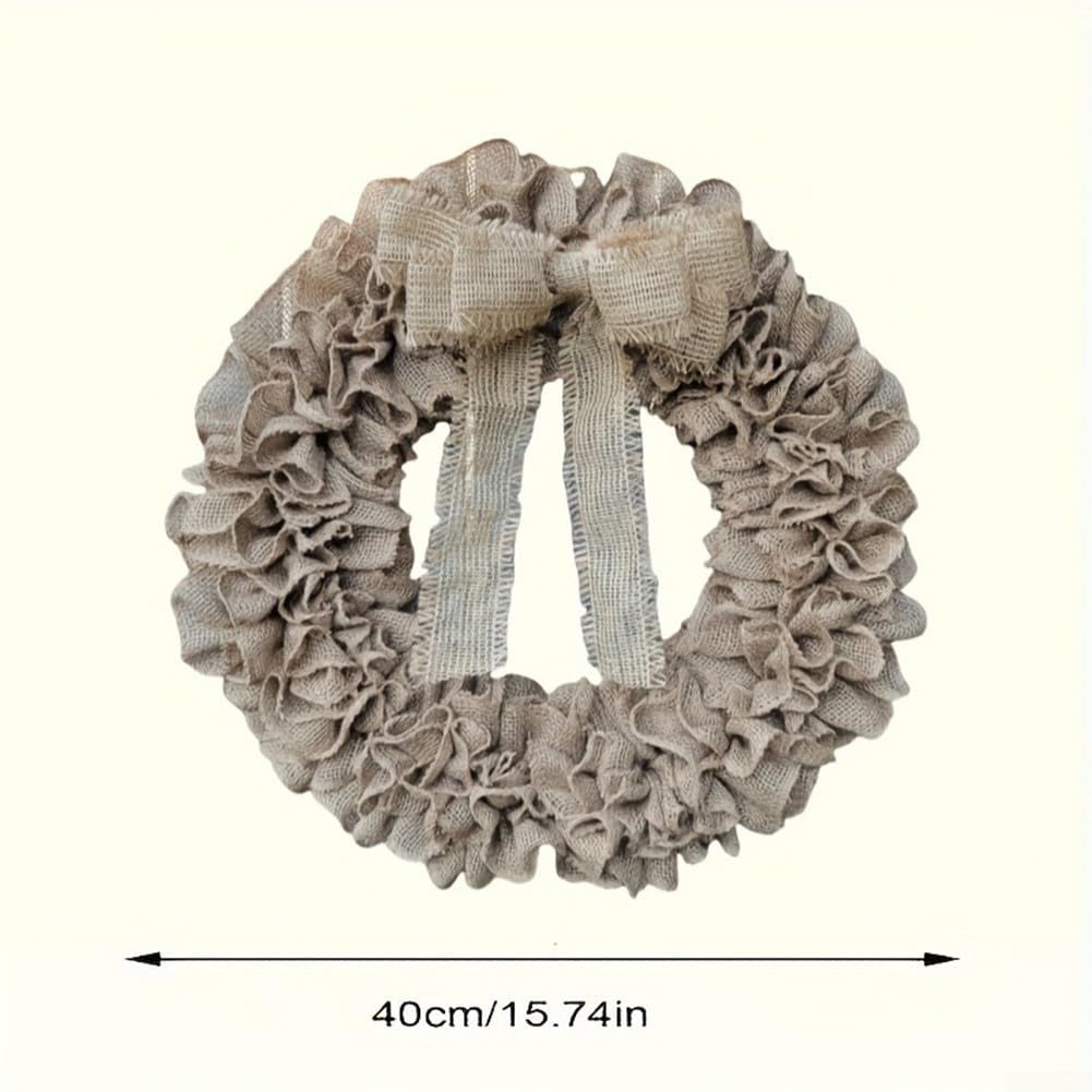 Couronne en lin fabriquée à la main - 30 cm - Décoration rustique