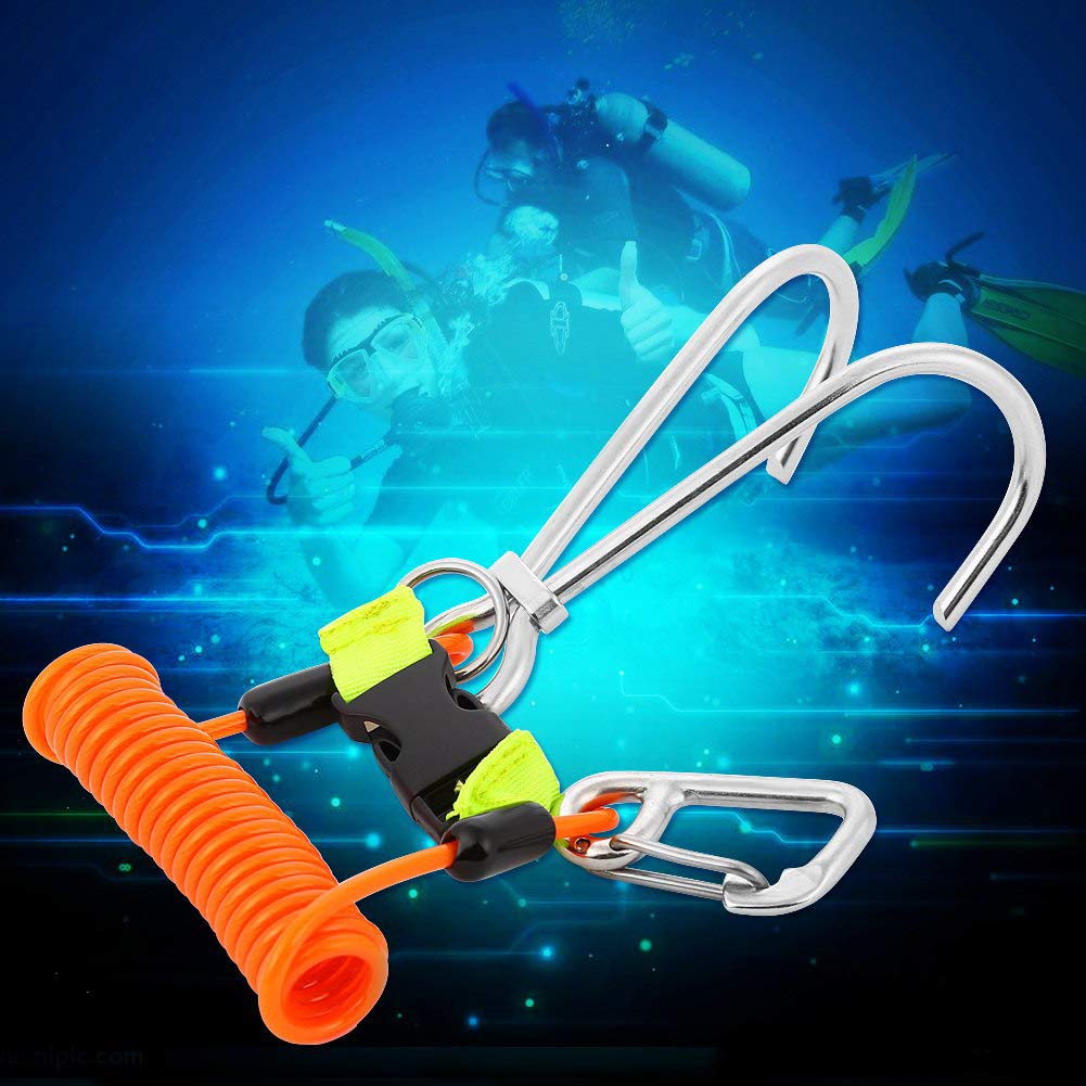 QANYEGN Scuba Diving Hooks, Stainless Steel Keel Hooks, Scuba Diving Spring Coil Scuba Hooks for Diving, Deep Diving(Orange)