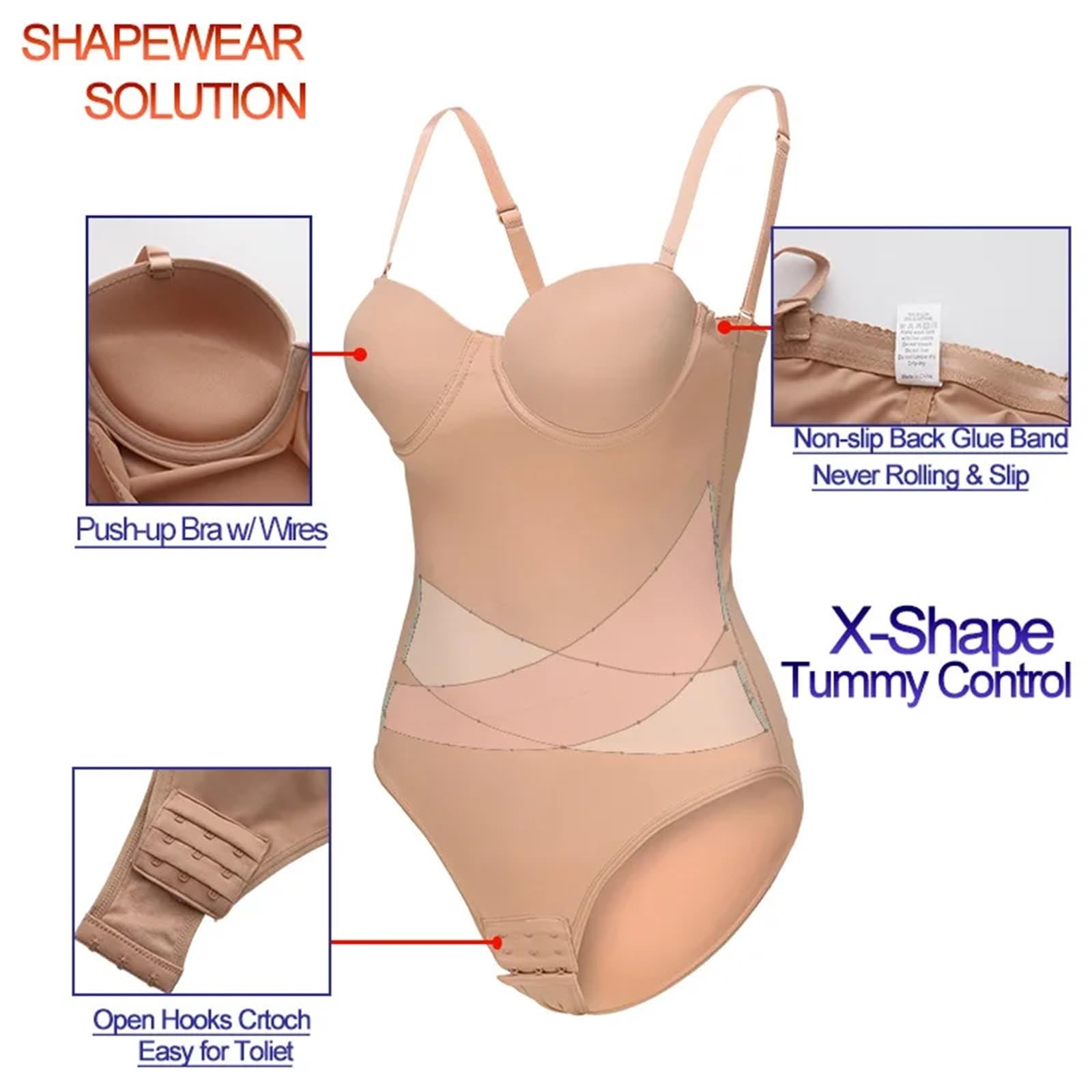 Faja Moldeadora de Verano de Talla Grande for Mujer, con Aros de Acero, Sujetador, Mono, Vestido, sin Tirantes, sin Costuras Adecuado para Fiestas, Trabajo, Bodas(Beige,M)