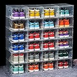 Shoe Boxes Clear Plastic Stackable Shoe Storage Organizers,Foldable and Versatile for Sneakers High...
