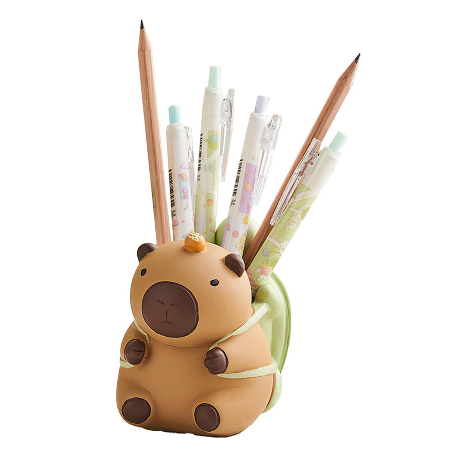 sodeber Adorable Capybaras Pen Holder Multifunctional Resin Stationery Holder Storage Container for Pens and Makeup Brushes Animal Pencil Organiser