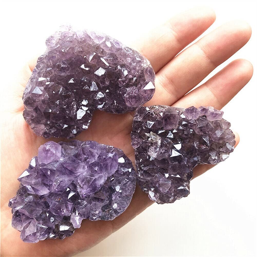 1 Pieza de geoda de Amatista Natural, Cristal de Cuarzo Tallado Mano, corazón curativo, Cristales de Cuarzo Natural, Piedra de decoración hogareña