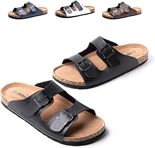Ciabatte Uomo Infradito Pelle Sintetico Sandali Estive Sughero Mare Scarpe Punta Aperta Pantofole Casa Flip Flop Piscina Nero Marrone Blu EU39-47