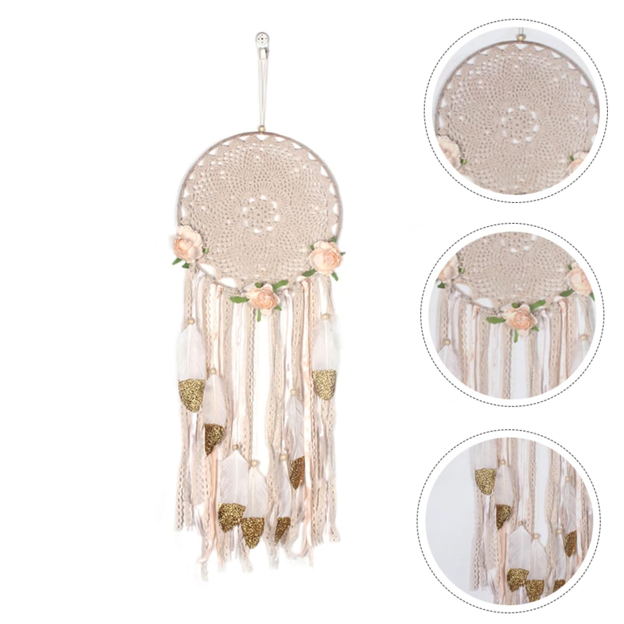 OUNONA 3 Stück -Ornament Riesig Groß Aus Korb Hängend Mini Wand Riese Gruselig Lang Decke Regenbogen Beige Federleinen