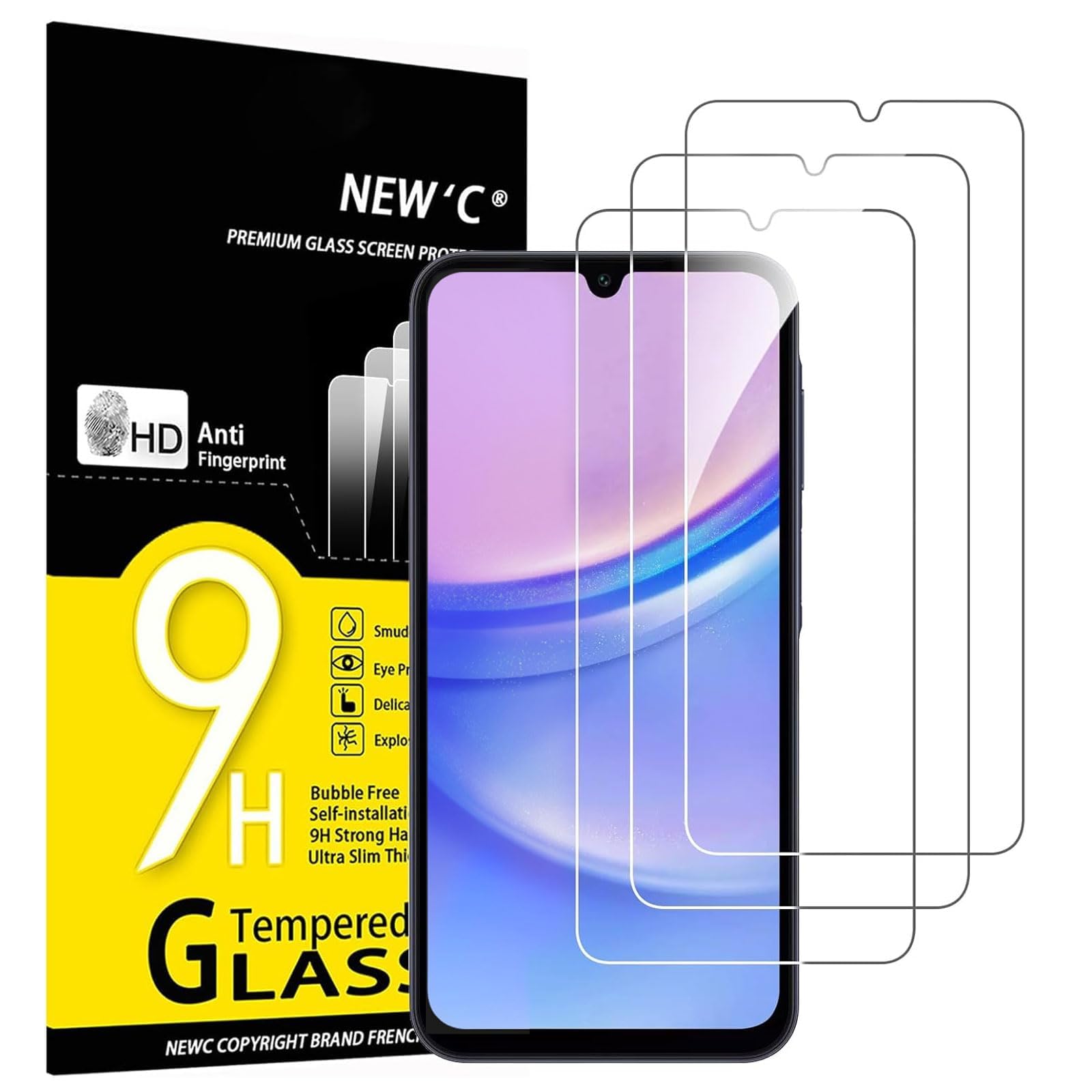 NEW'C for Samsung Galaxy A15 5G/4G Screen Protector Tempered Glass
