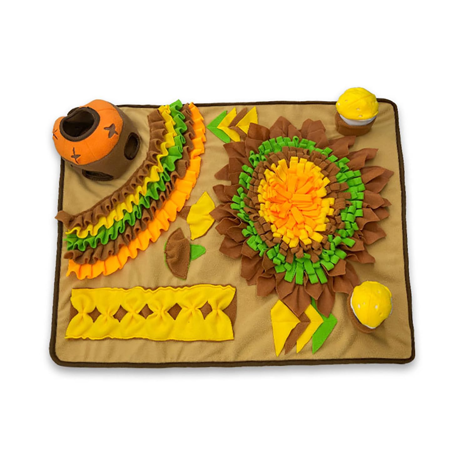 Pet Olfactory Feeding Pad Training Mat Dogs Cats Interactive Puzzle Toy Natural Foraging Tool Slow Feeding Snack Hiding Blanket (Autumn)