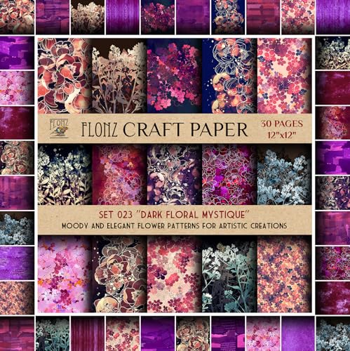 Papier de scrapbooking Dark Floral mystique 30 pages double face pour loisirs créatifs