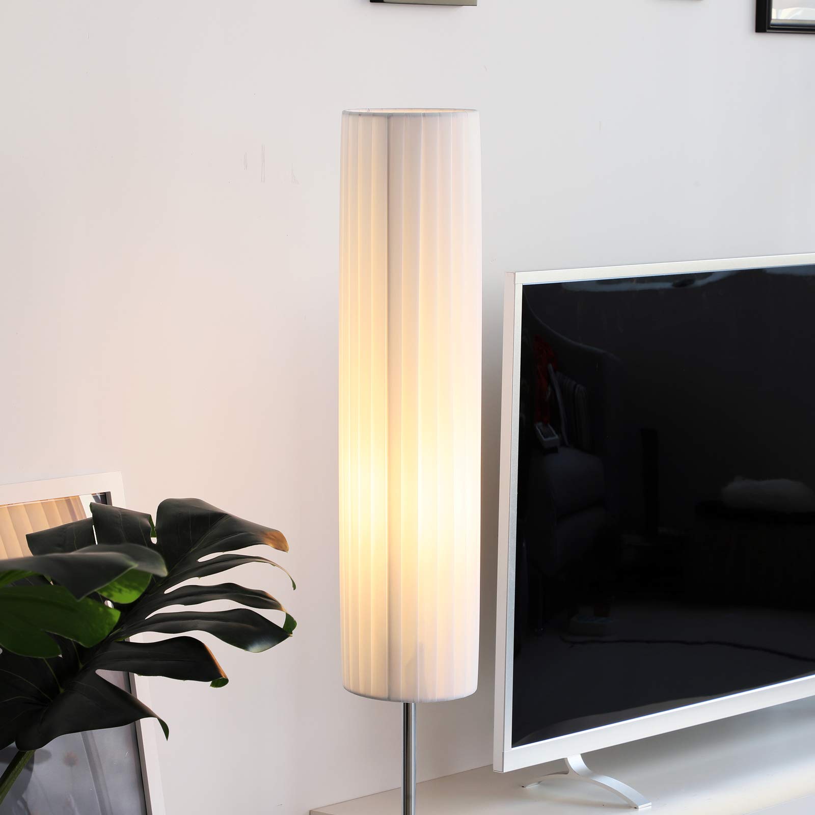 HOMCOM Lámpara de Pie Moderna para Dormitorio Estudio Salón 120 cm Blanco