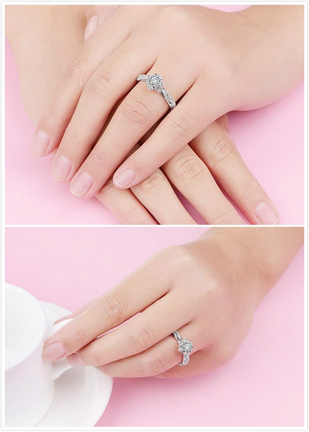 Anillo De Compromiso Promesa Pareja Plata 925 Ajustable Plateado