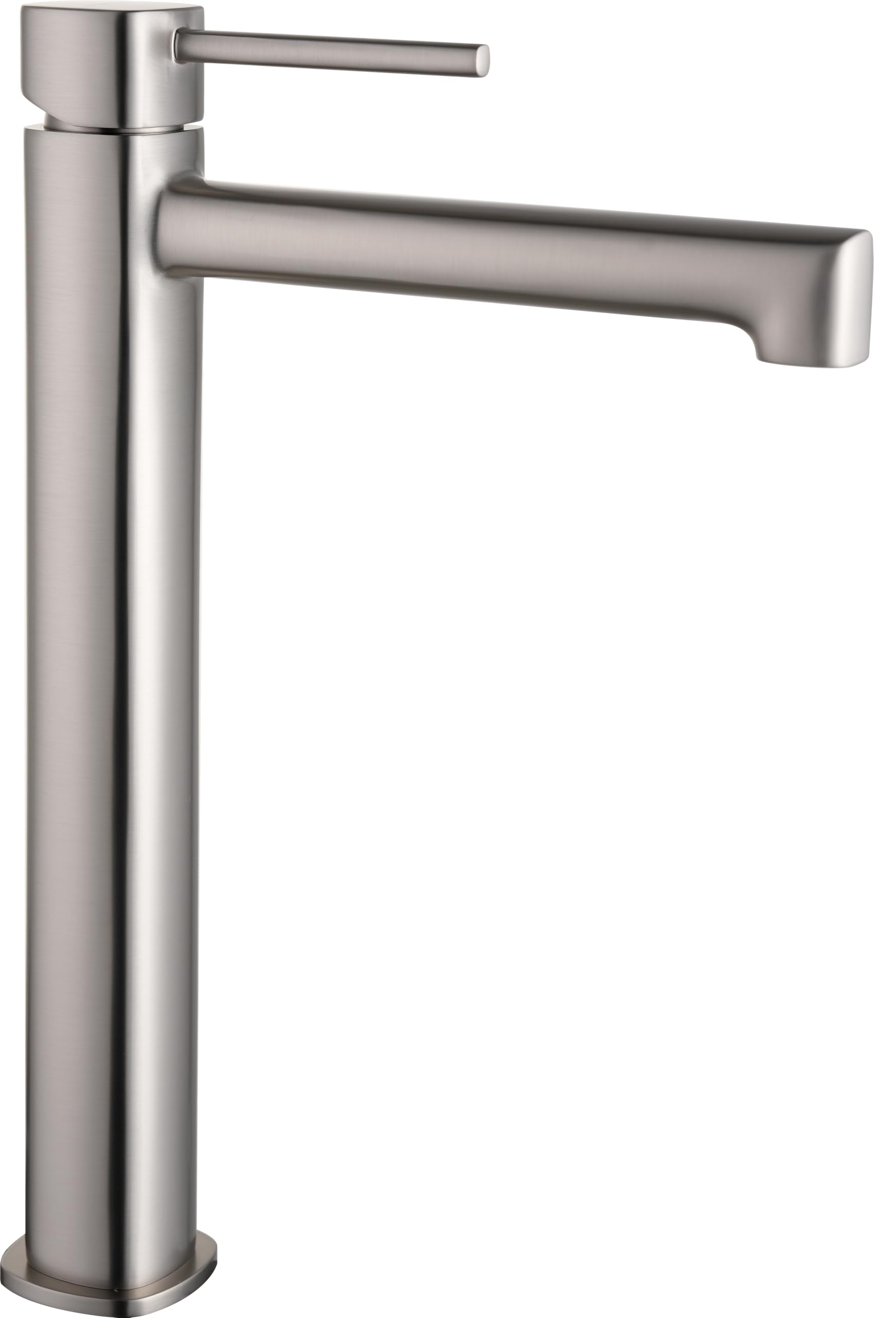IMEX - Grifo Lavabo Níquel Caño Alto | Grifo para Lavabo de Baño con Agua Fría y Caliente | Grifería Monomando Efeto Cascada con Caño de Latón | Ahorro de Agua | Serie Toscana | Color Níquel Cepillado