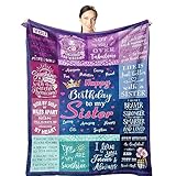 Wisegem Sister Birthday Gift Ideas - Birthday Gifts for Sister Blanket 60'x50' - Funny Sister Birthday Gifts from Sister - Happy Birthday Gift for Women Sisters - Sister Presents for Birthday Unique