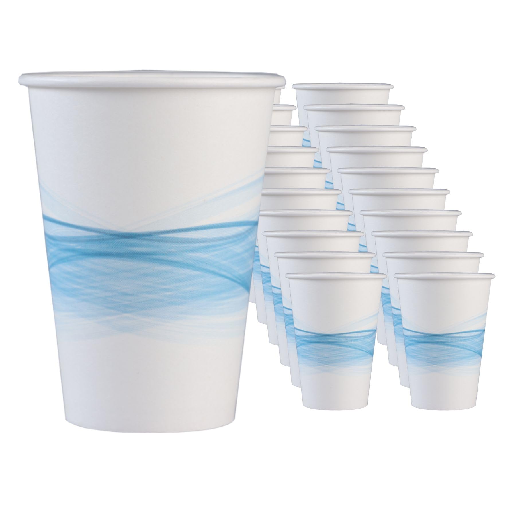Mecup Bicchieri in Carta, Bicchieri Monouso, 2000 Pezzi, Tazza Caffè 200 ml, Usa e Getta, Per Bevande Calde e Fredde, Design Elegante, Igienici, Biodegradabili. Fantasia: Fascia Azzurra