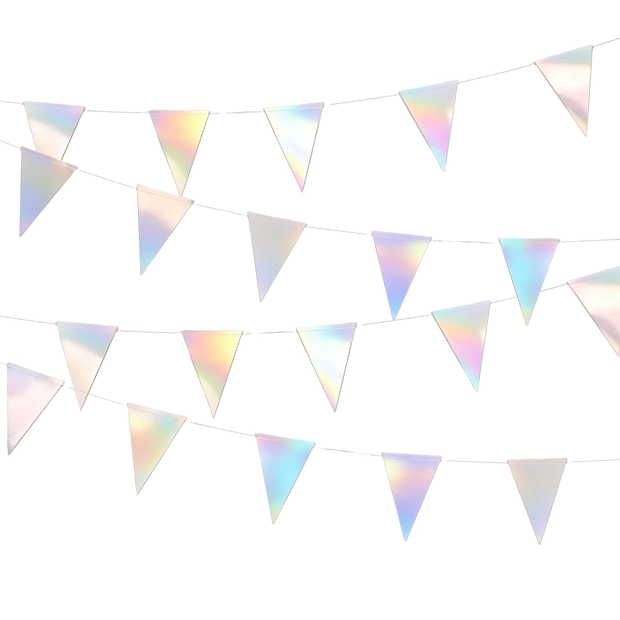 Iridescent Bunting Banner - 60pcs Triangle Pennant Flags Paper Hanging Party Garland for Birthday Engagement Wedding Party Decoration