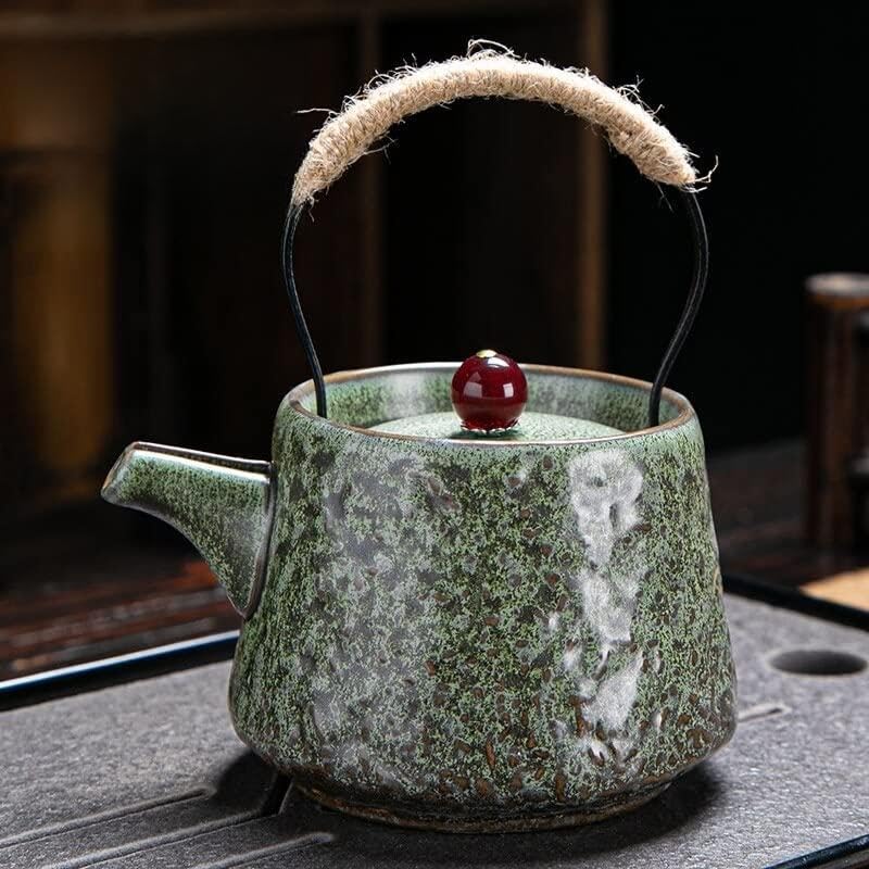 Tetera Tetera cerámica de gres manija olla doméstico retro japonés kung fu juego de té simple olla hecho a mano antis-scalding tetera Teteras (Color : 3)