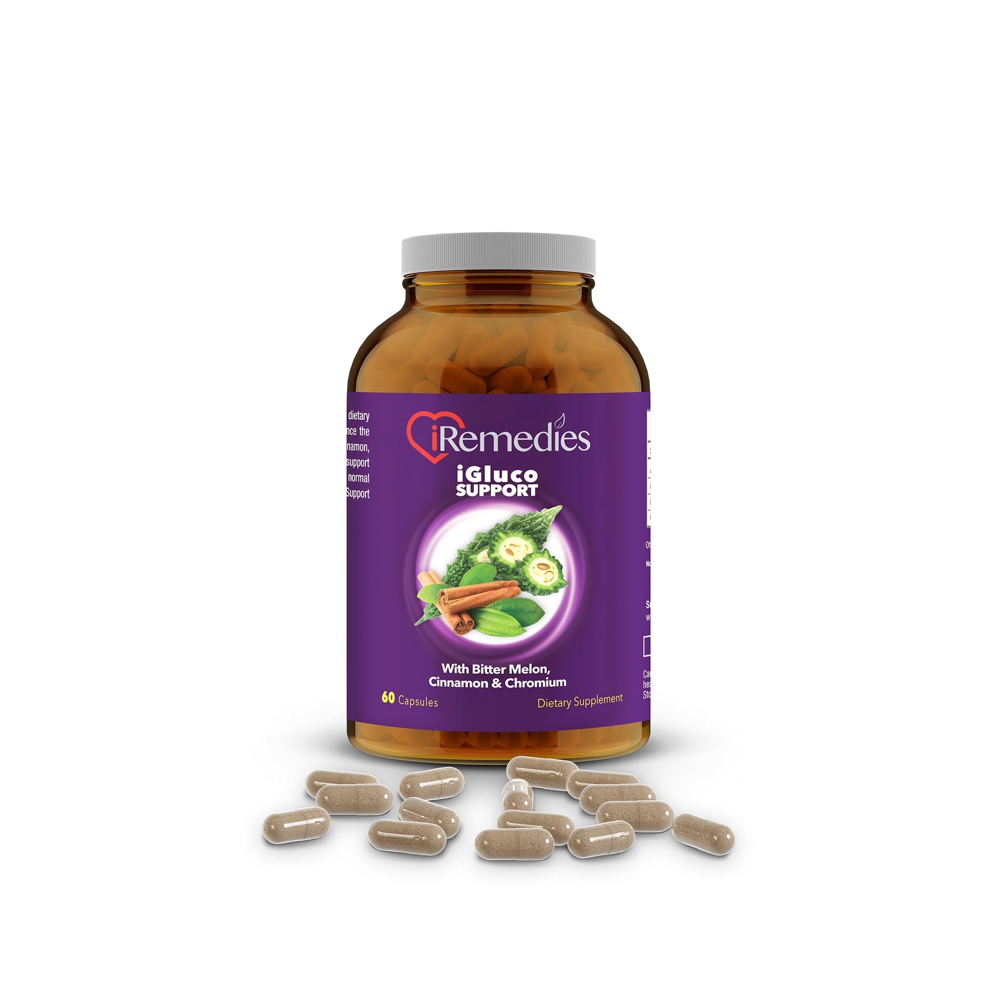 iRemediesiGluco Support – Blood Sugar Support Supplement with Key Nutrients for Glucose Metabolism – 60 Capsules