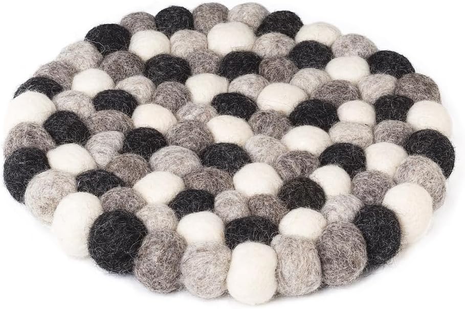 8 in. Felt Ball Trivet, Grey