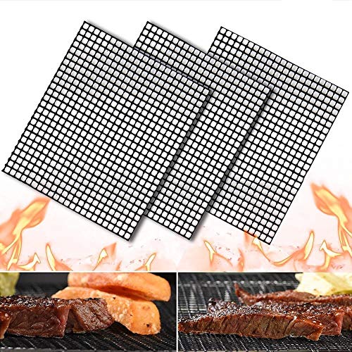 RUONAI 3pcs/set 40 * 33cm BBQ Meshes Grillmats Grilling&Baking Mats Antique Reusable Grill Mesh Heat Resistant Grid BBQ Mat Non-Stick Pad bbq mat