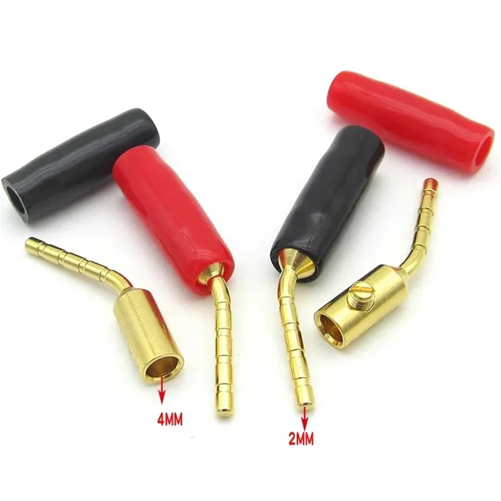20/100 sztuk, 2 mm, wtyczka bananowa, czerwona, czarna, zakrzywiona wtyczka, prostokątna, wtyczka bananowa, kabel audio, kabel głośnikowy (sieć 400)
