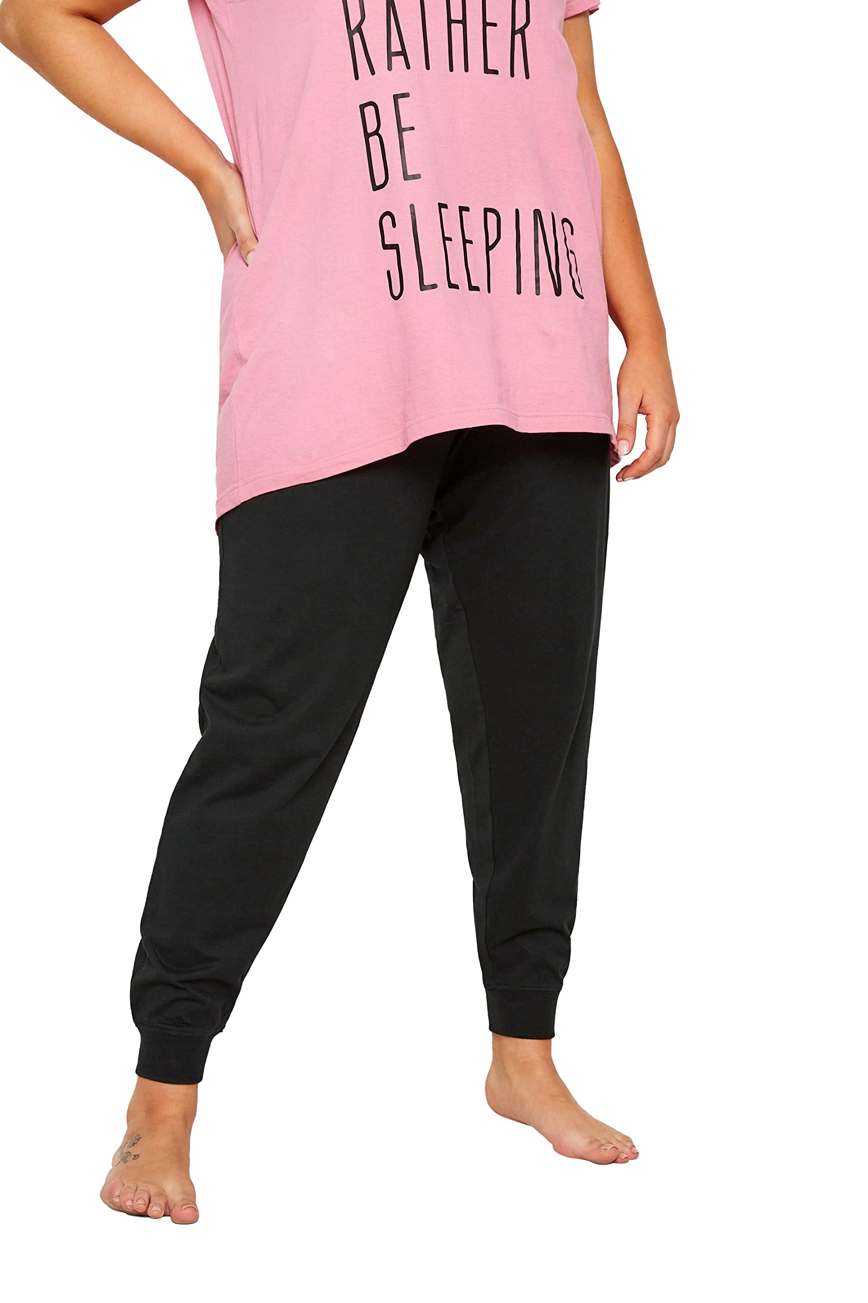 Yours Women's Black Curve Cuffed Pyjama Bottoms - Plus Size Curve