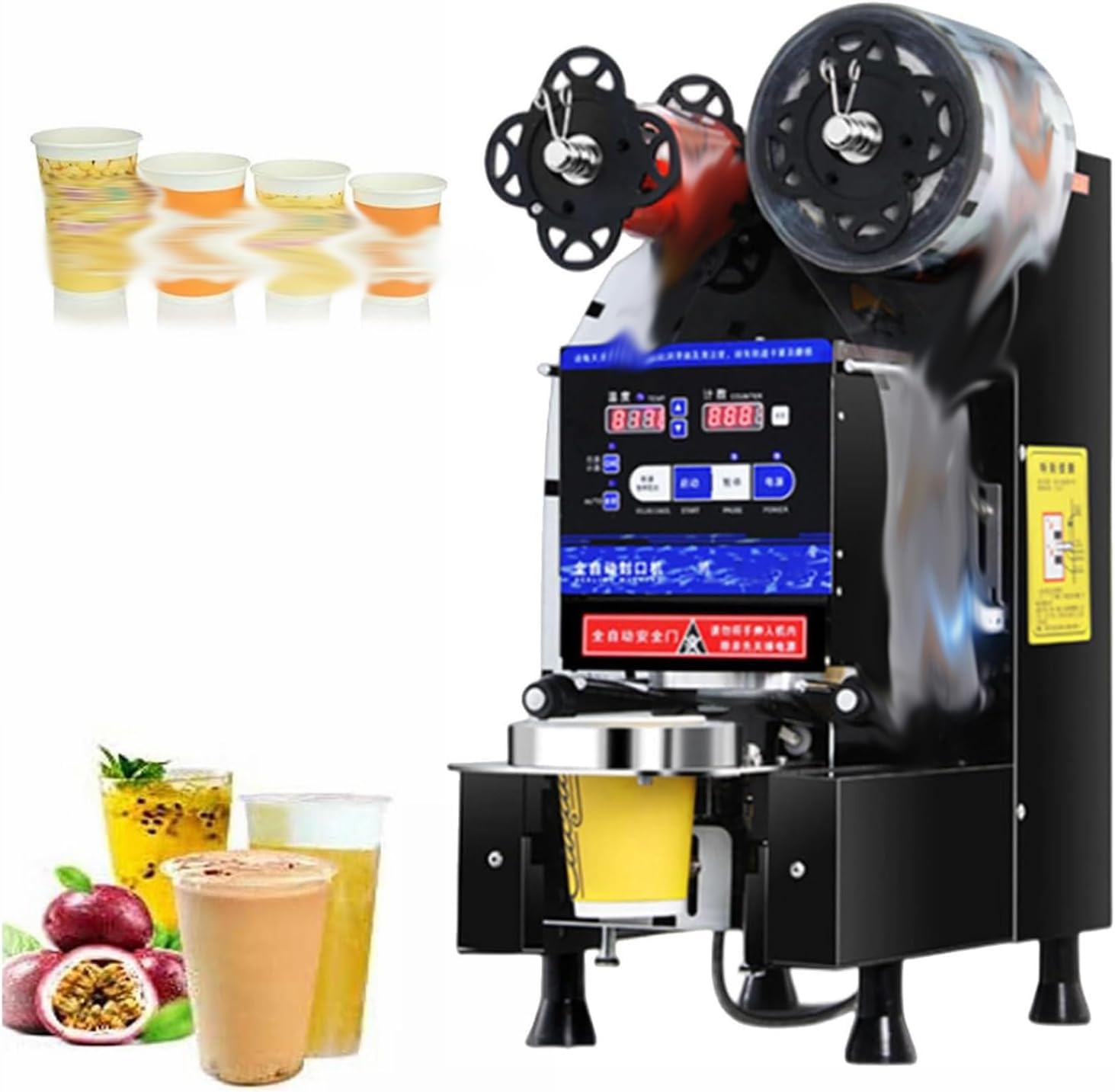 AYCDL Commercial Cup Sealing Machine, 90/95mm Full Automatic Cup Sealer Machine, Electric Cup Sealer 400-600 Cups/Hr,White,Black