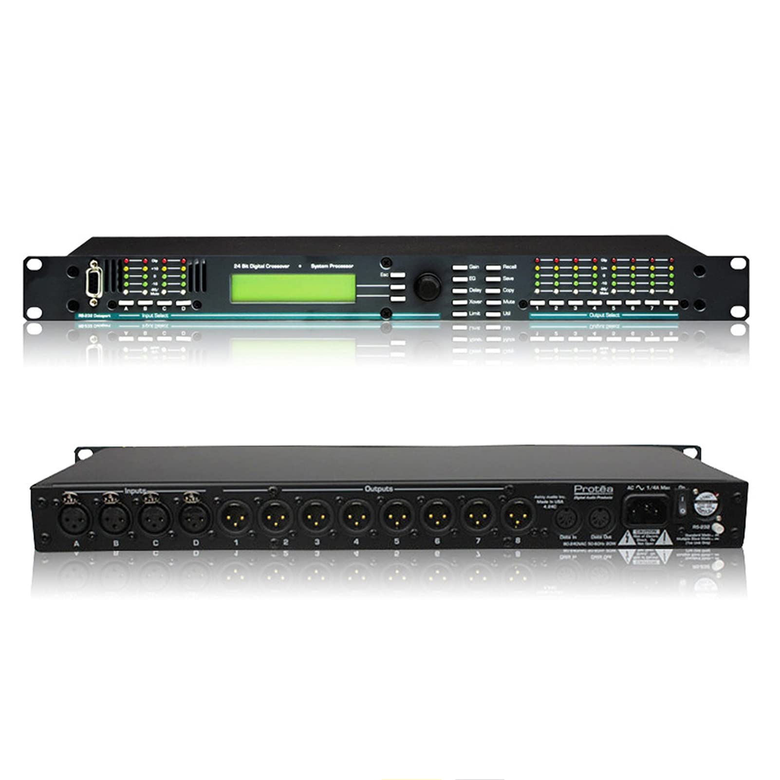 Procesador de audio digital de 4 en 8 salidas con efectos, procesador multicanal para mejorar la calidad de sonido y el rendimiento
