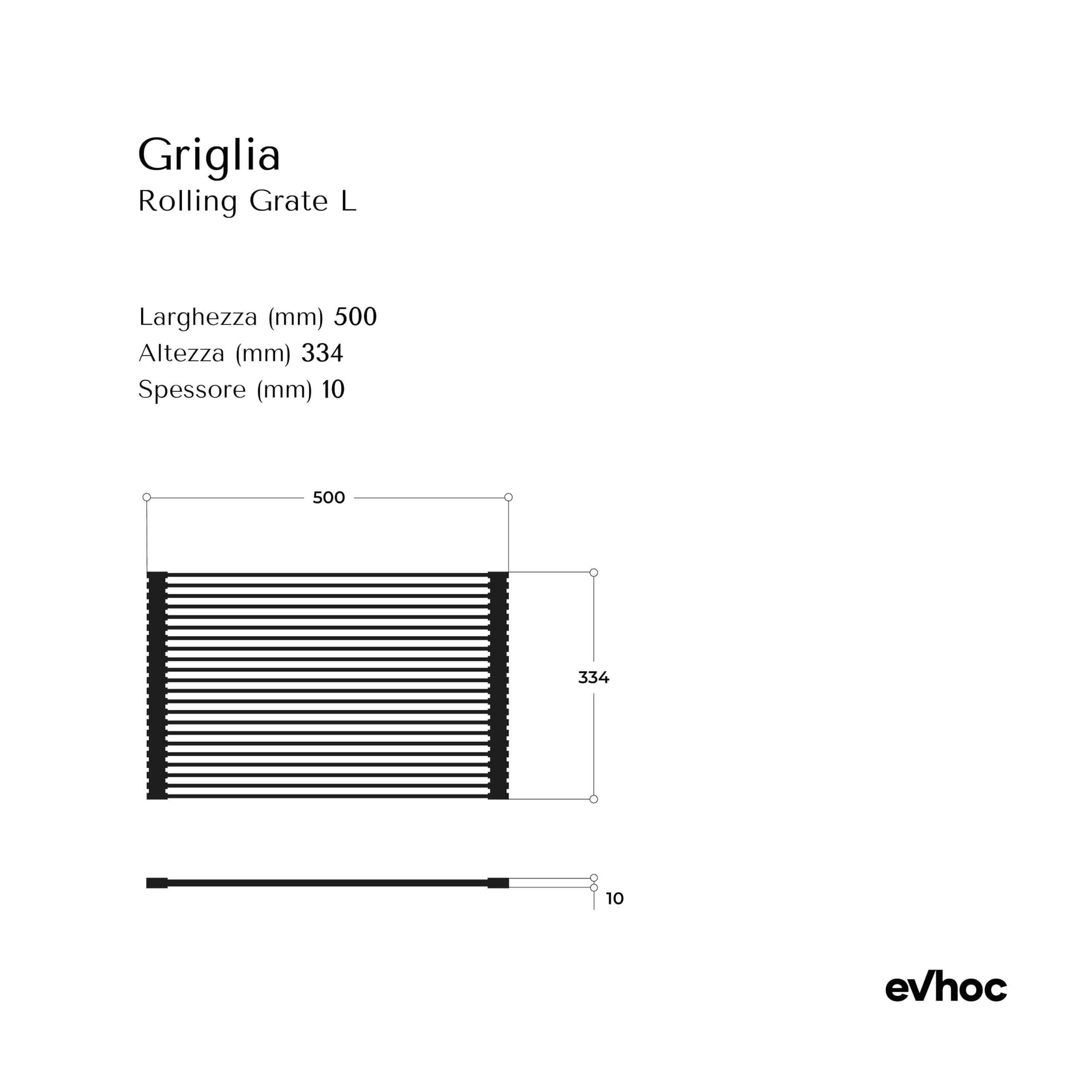 EVHOC Griglia ROLLING GRATE L Scolapiatti per Lavello Cucina, Sottopentola in Silicone, Ideale per Lavello e Top, 33,4x50x1 cm