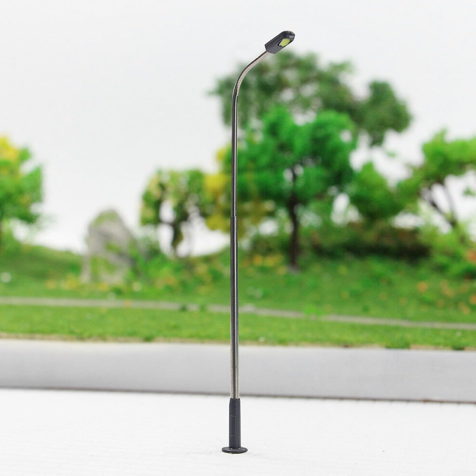 12Pcs Model Railway Lamp Posts, Warm White LED Light, Single Head, 14CM/ 5.5'' Street Bright White Lights HO Scale LEDs, Miniature Street Lamp