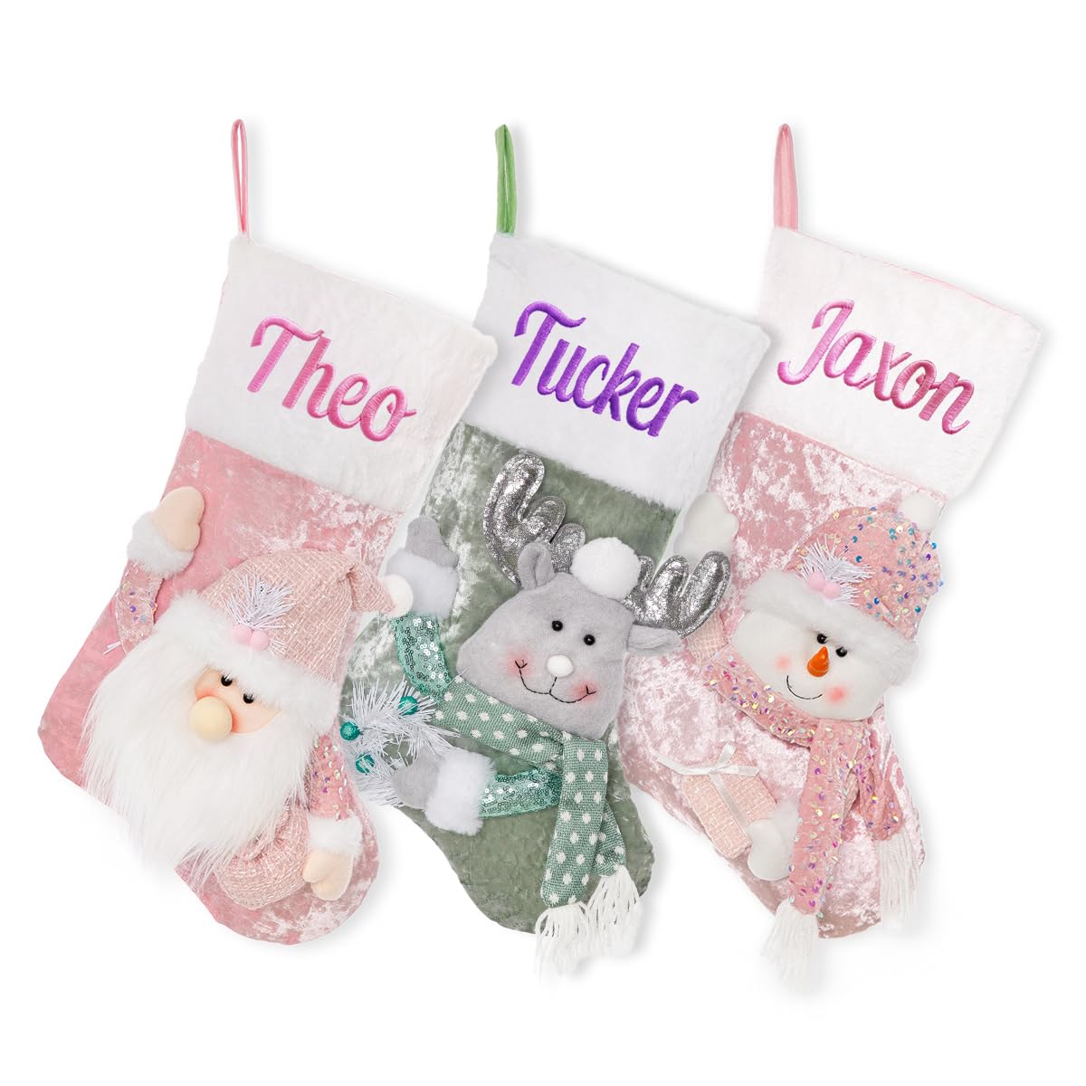 Chaussette De Noël Personnalisée Avec Nom Brodé - Modèle Lutin (Gnome) - Taille 47cm - Cadeau Original