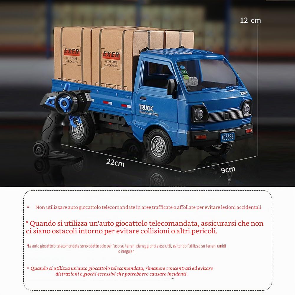 Auto telecomandata, 1/16 2,4 GHz RC Truck Camion telecomandato con vano posteriore, trasporto merci, auto RC per bambini e adulti