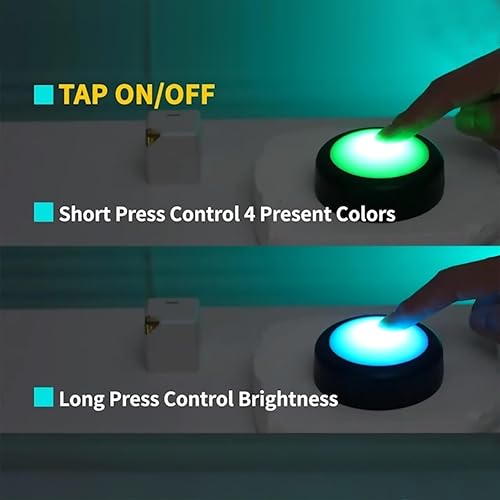 Miniatura 6 de swesara Luces de empuje que funcionan con pilas, 16 colores cambiables, color negro, regulables, con control remoto inalámbrico para debajo del