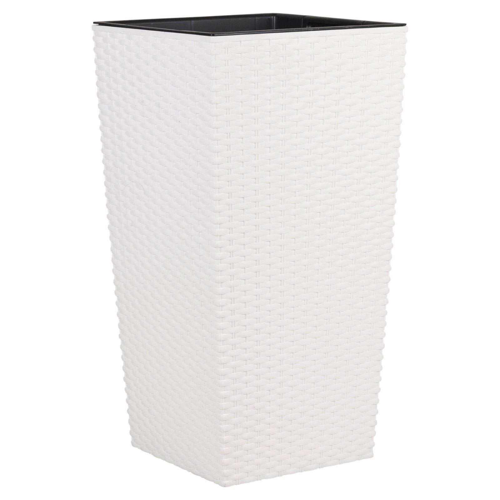 Urbnliving White Tall Rattan Design Flower Pots Round Or Square (Small Square, )