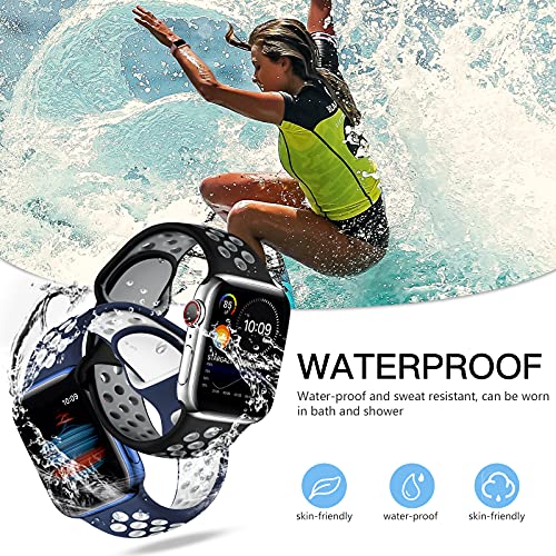 Image of Adorve 4 Pack Sport Bands for Apple Watch 49mm 41mm 40mm 38mm 45mm 44mm 42mm for Women Men, Durable Breathable Soft Silicone Replacement Wrist Strap for iWatch Ultra SE Series 8 7 6 5 4 3 2 1, S /M M /L