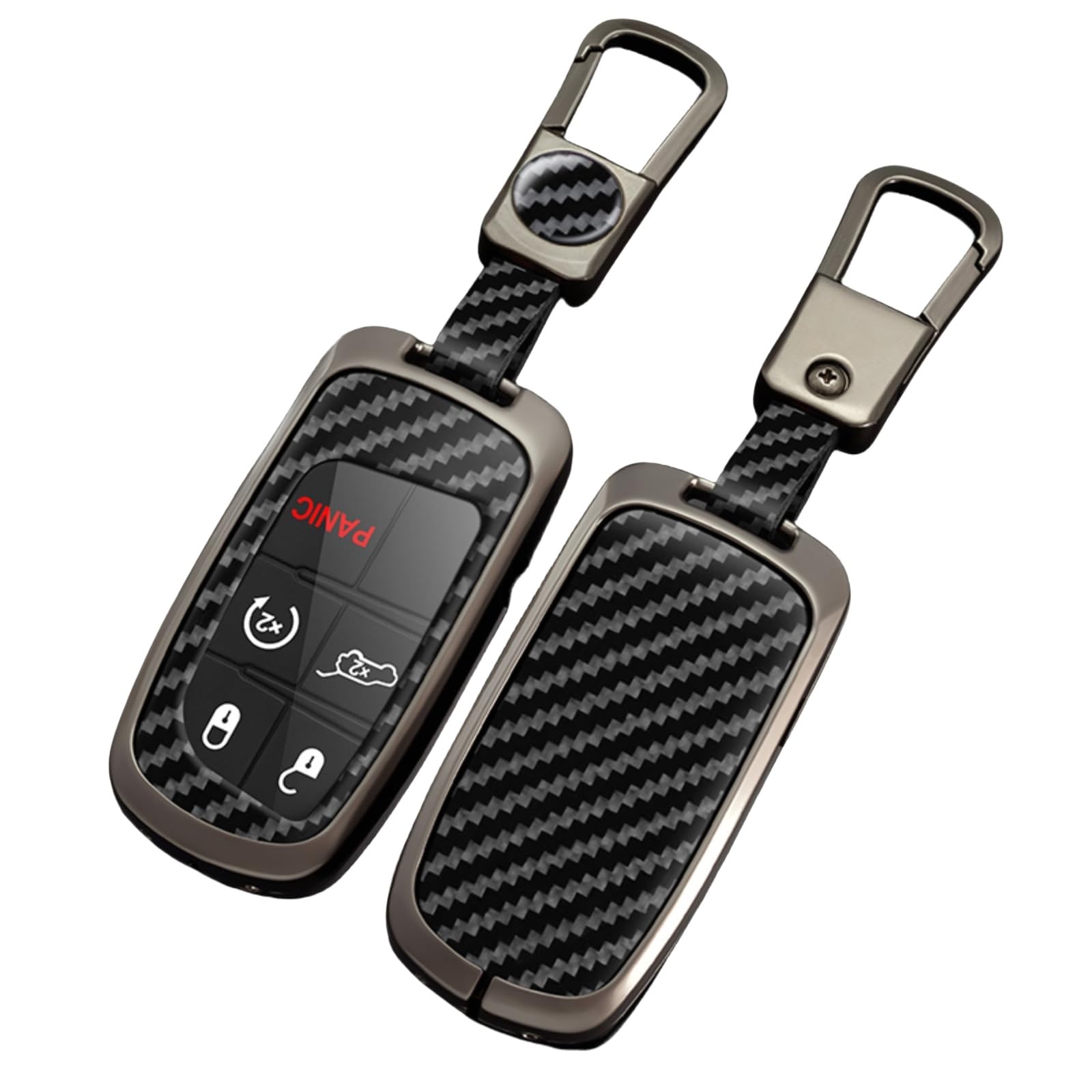 ontto Custodia per chiave adatta per Jeep Renegade Compass Grand Cherokee per Chrysler 300C Wrangler Dodge Custodia in metallo Portachiavi 2 Tasti-A Argento