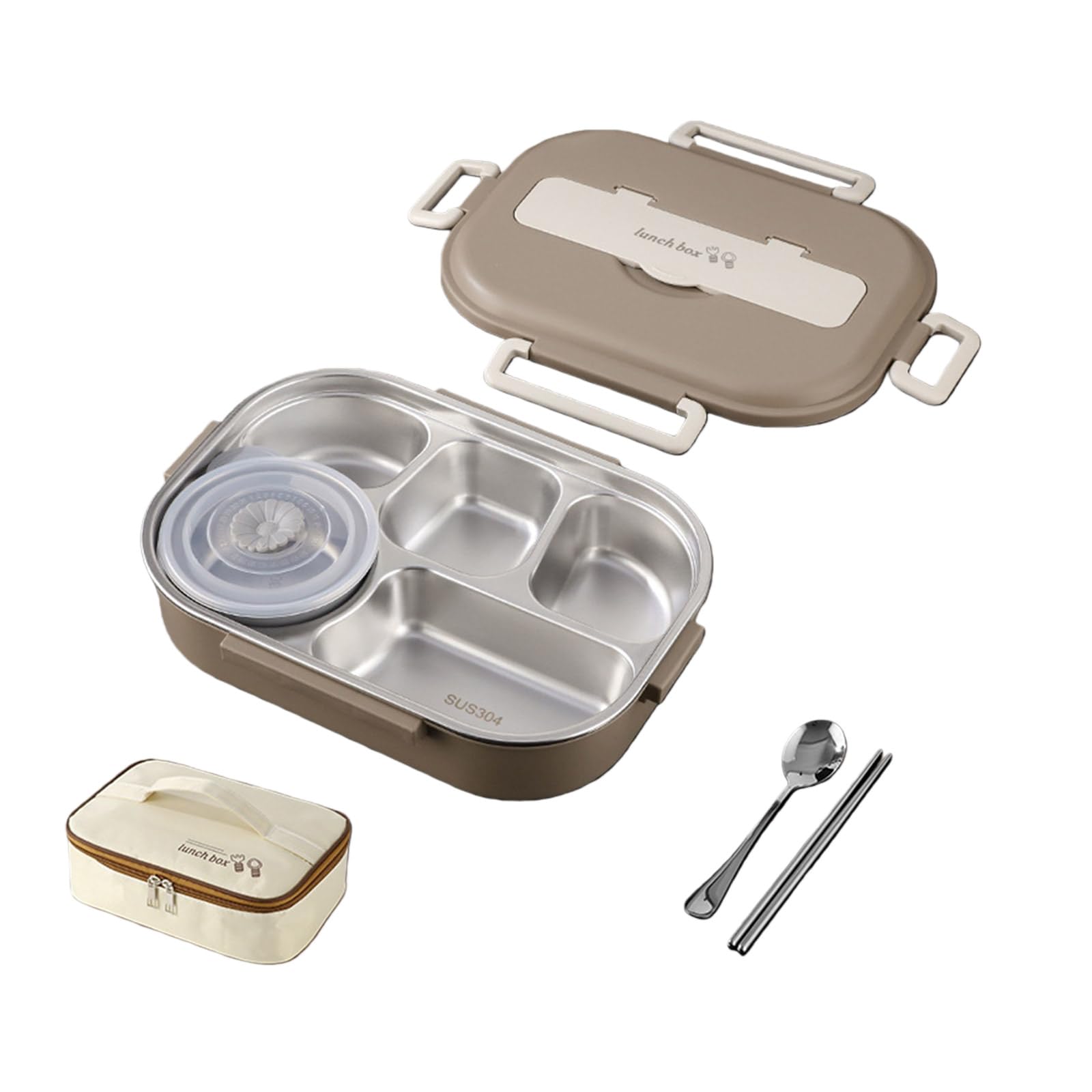 Tsophreniq Stainless Steels Insulated Lunch Box Includes Soup Bowl Spoon Chopsticks 1500ml Large Capacity Microwave Safe Bentos Box Lunch with Spoon and Chopsticks