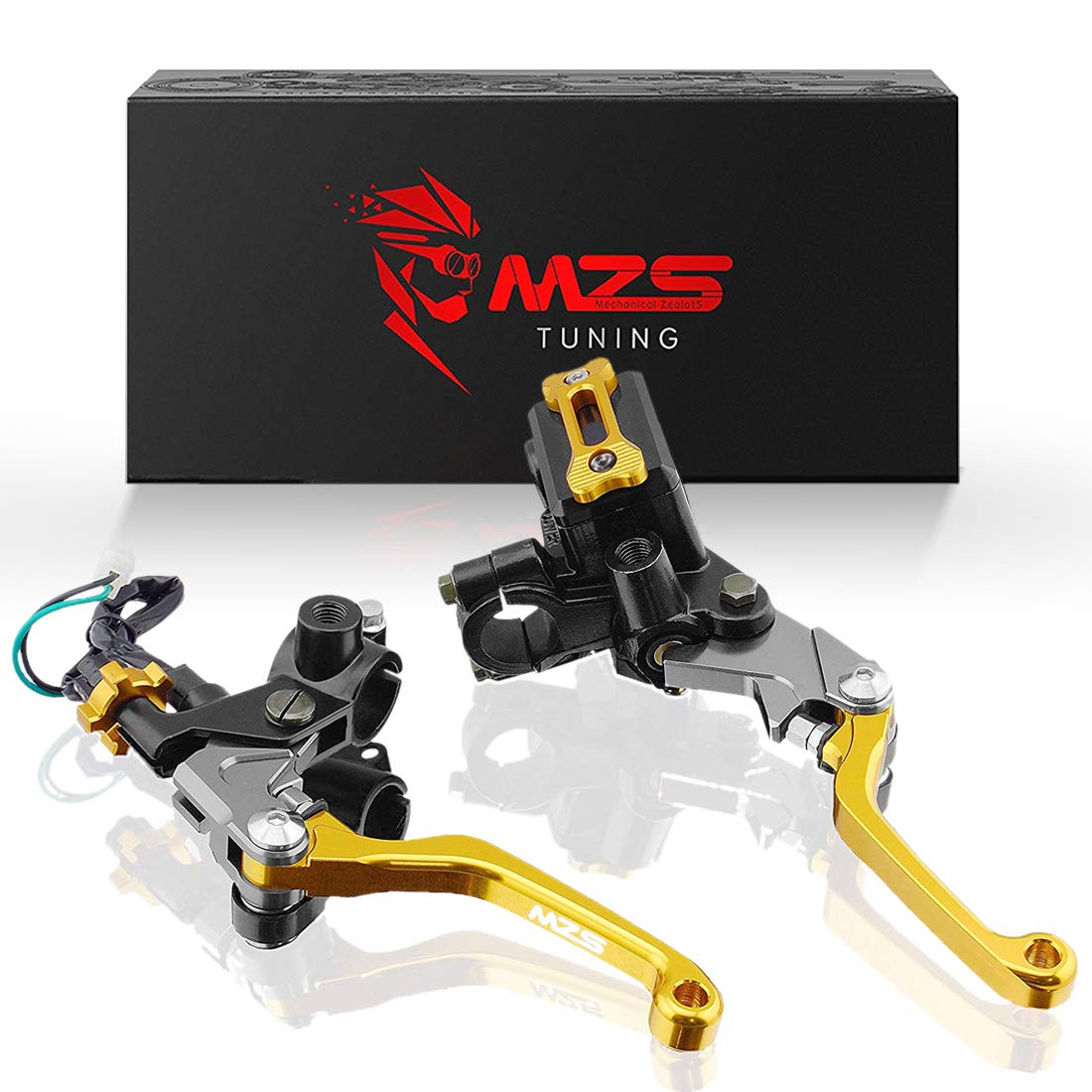 MZS Blue 7/8 Levers, Brake Master Cylinder Clutch Lever Set Pivot Adjustable CNC Universal Compatible with Motorcycle Street Sport Dirt Pit Mini Bike Scooter