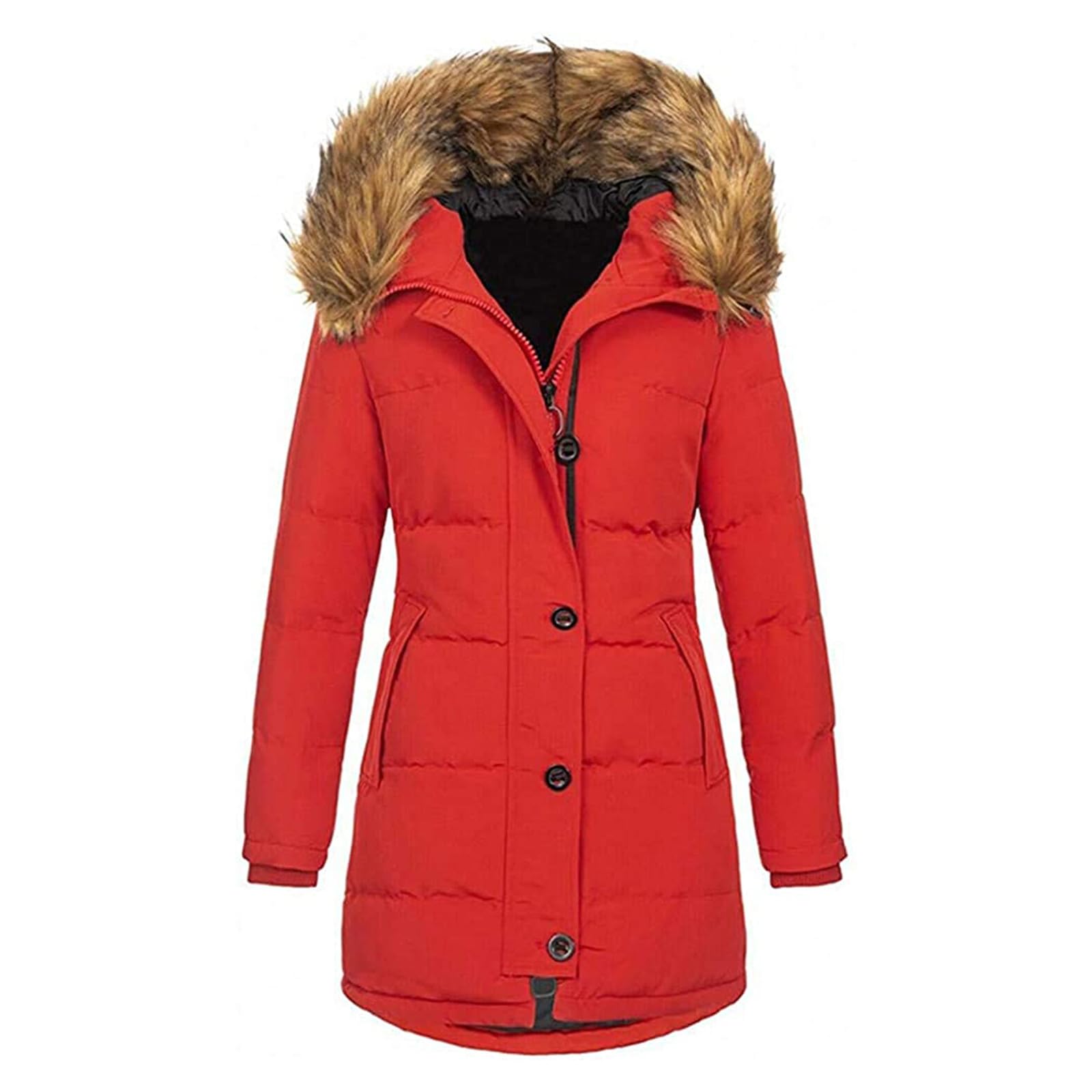Manteau d'hiver pour femme - Grande taille - Col épais - Manches longues - Pour le froid - Rembourré - Vêtement d'extérieur chaud