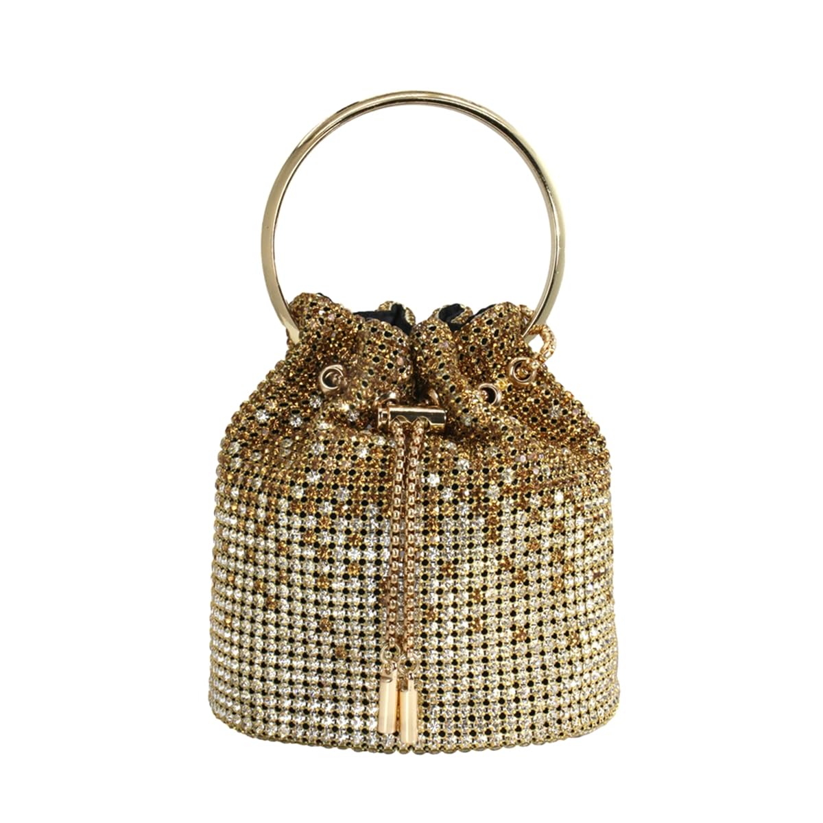 Ladies Full Diamonds Bucket Handbag Rhinestone Evening Bag Bling Clutch Purse for Women Party Prom Cocktail Wedding