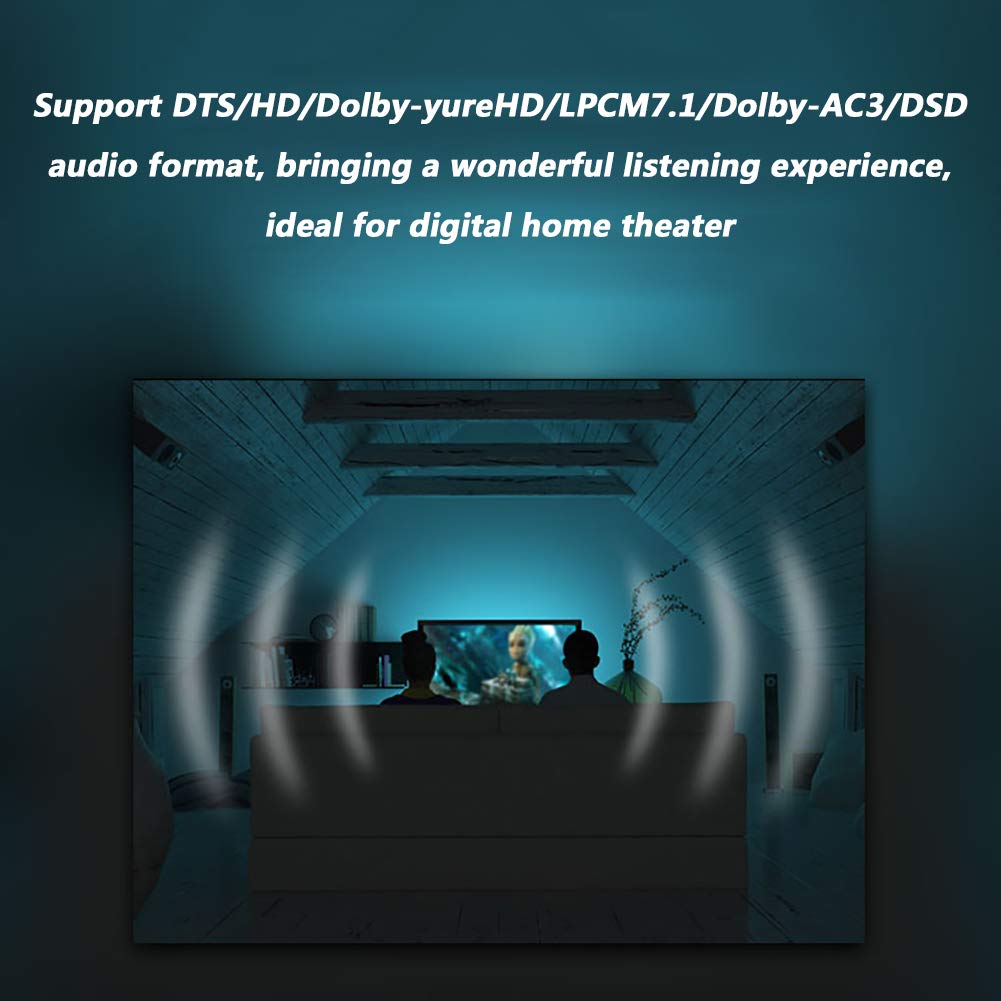 Décodeur Audio, convertisseur numérique-analogique, Compatible avec Fibre Optique, coaxial, canaux 5.1, USB, équipement Audio AC3 DTS Décodeur de Son Surround numérique, Prend en c