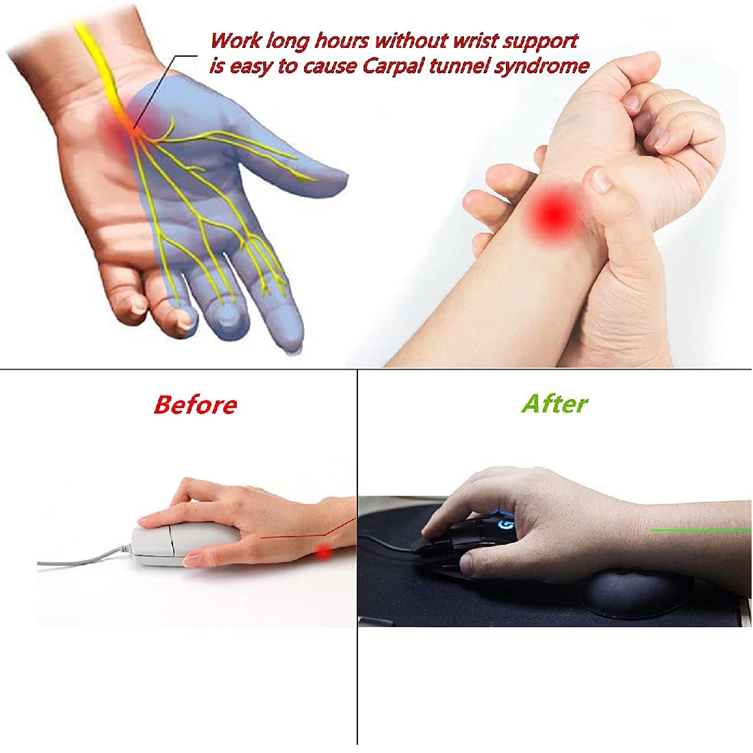 Cuscino Poggiapolsi In Memory Foam Per Mouse - Ergonomico, Antiscivolo, Per Ufficio E Casa - Foto 10