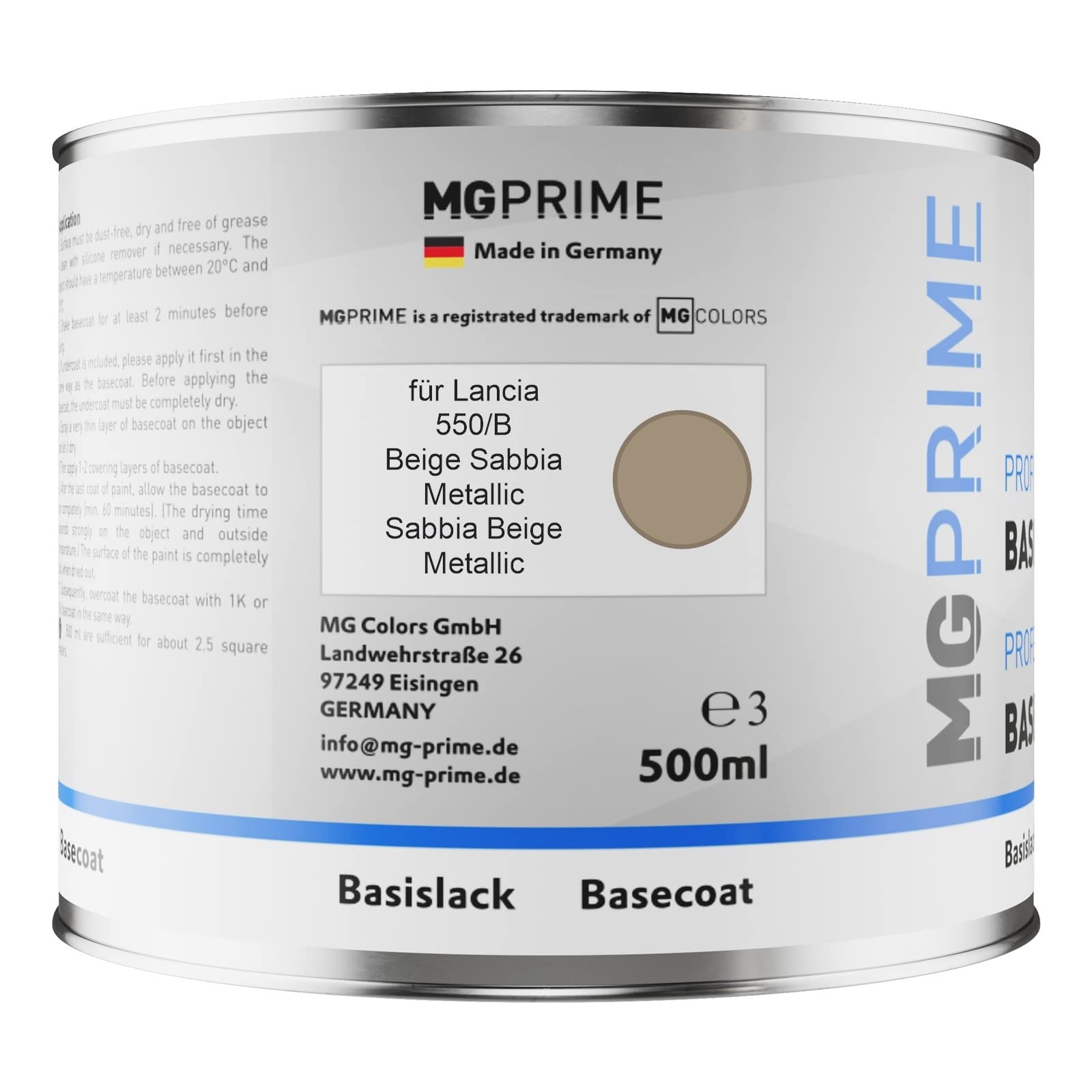 Bombe De Peinture Teinte Carrosserie Lancia 550/B BEIGE SABBIA MET