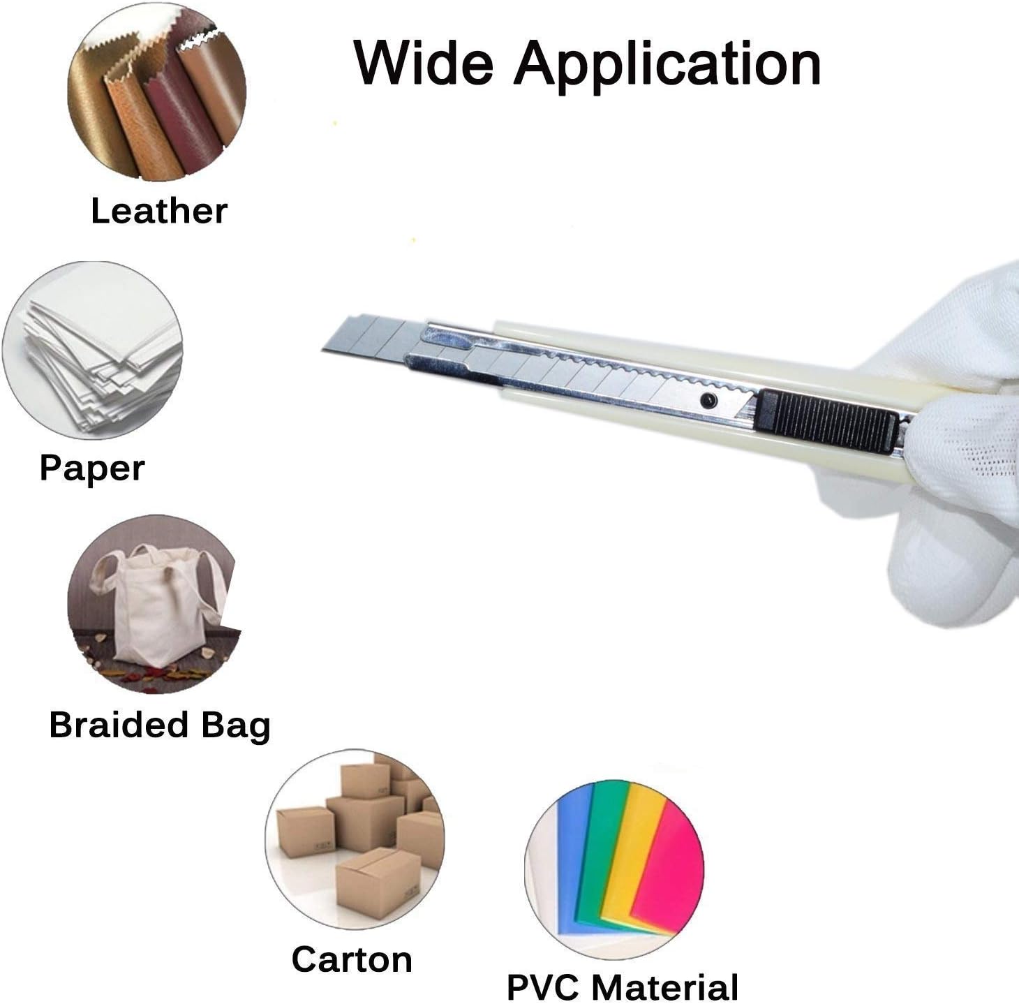 30Pcs Snap Off Utility Knife Blades with 3 Pcs Delicate 9mm Auto Lock Art Knives Craft Cutters Box Paper Cutters Graphic Knife for Office Home Garage Warehouse,White