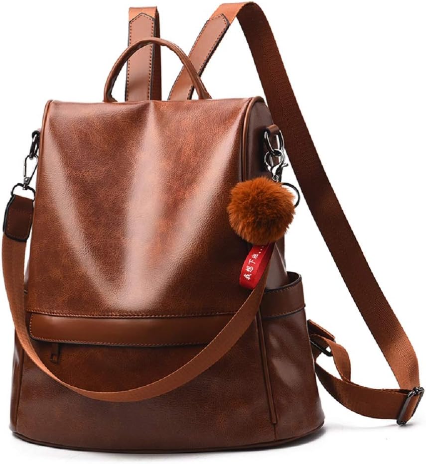 zhongningyifeng ZNYF Womens Backpack with Back Zipper, Leather, Security, Waterproof, Shoulder 2-Way, Popular Among Girls