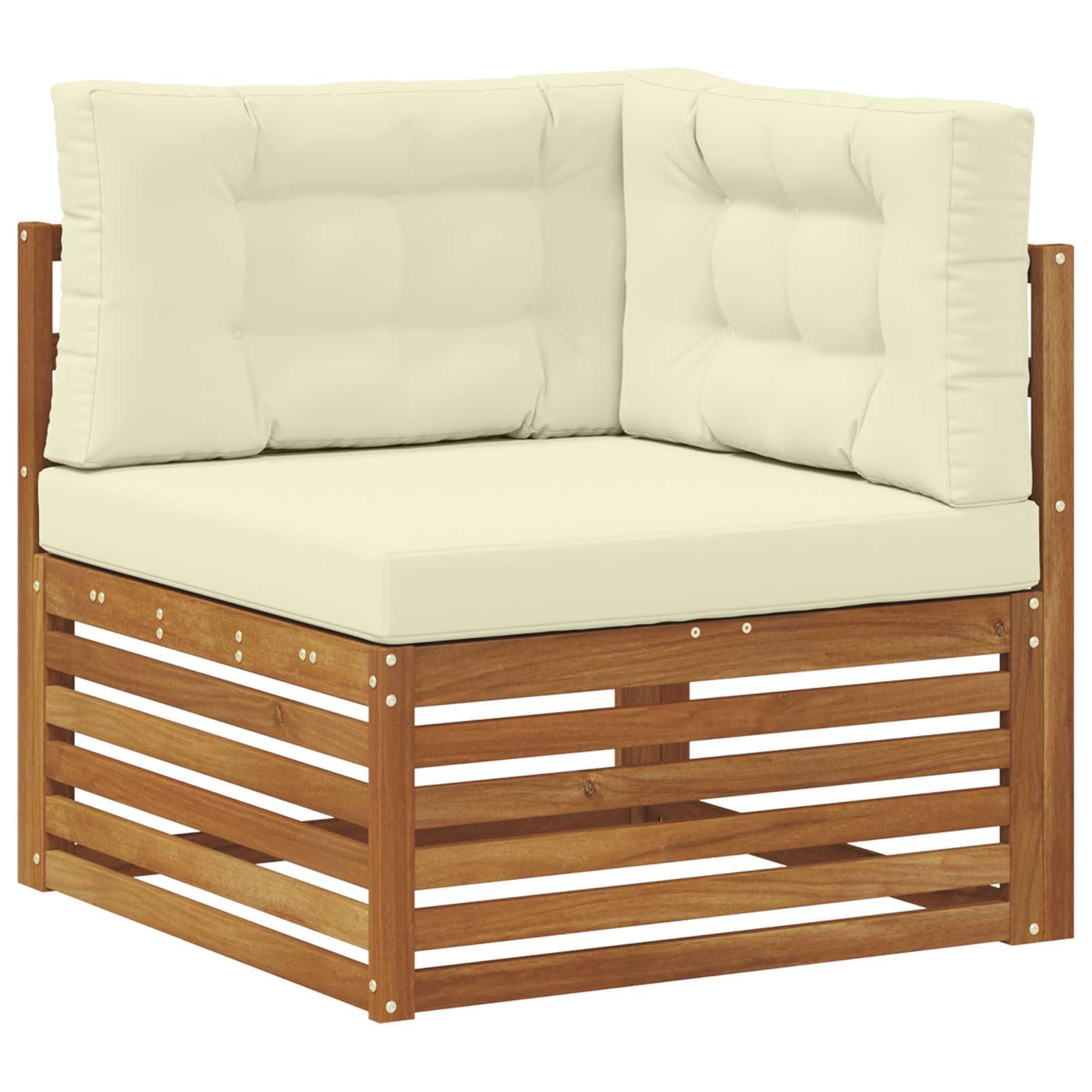 Gartenmöbelgarnitur mit 5 Sitzkissen und Armlehnen für Terrasse Balkon und Garten, wetterfestes Akazienholz Set mit modularen Sofas und Kissen