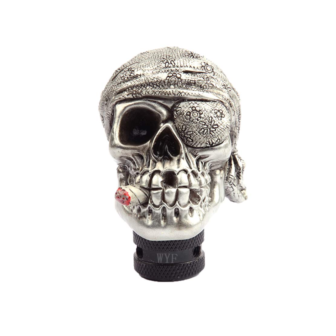 WYF Universal Shift Knob One-Eyed Pirate Smoking Style Gear Stick Shifter Knob for Most Manual or Automatic Gear Without Button (Silver)