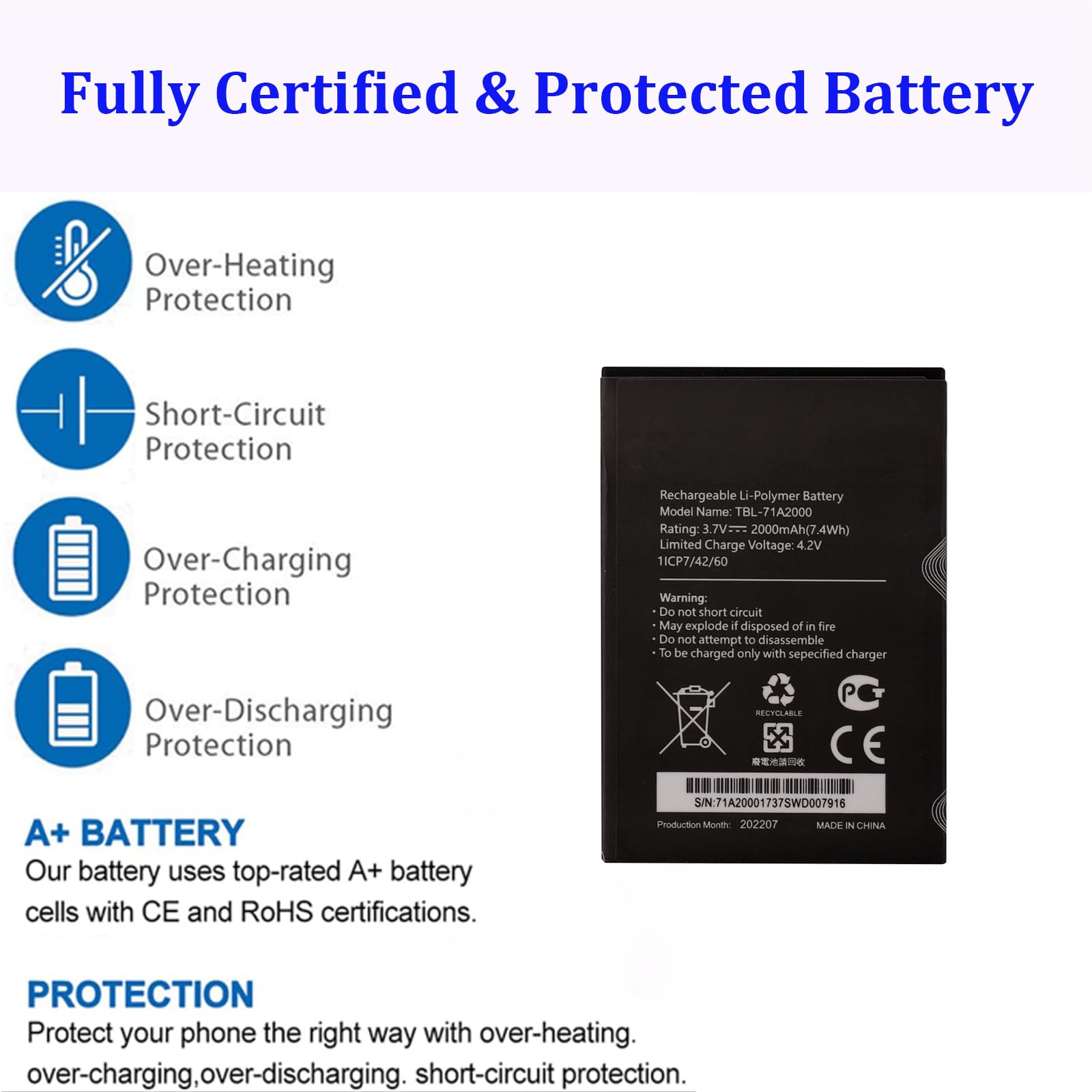 Batteria compatibile con T-PLink M5250 ver 1.0, M5350, M7200, M7200 ver 1.0, M7300, M7350 Ver 5, M7350 Ver 5.1, TL-TR761, TL-TR761, R861 WLAN Router Mobile Hotspot. (Sostituzione per TBL