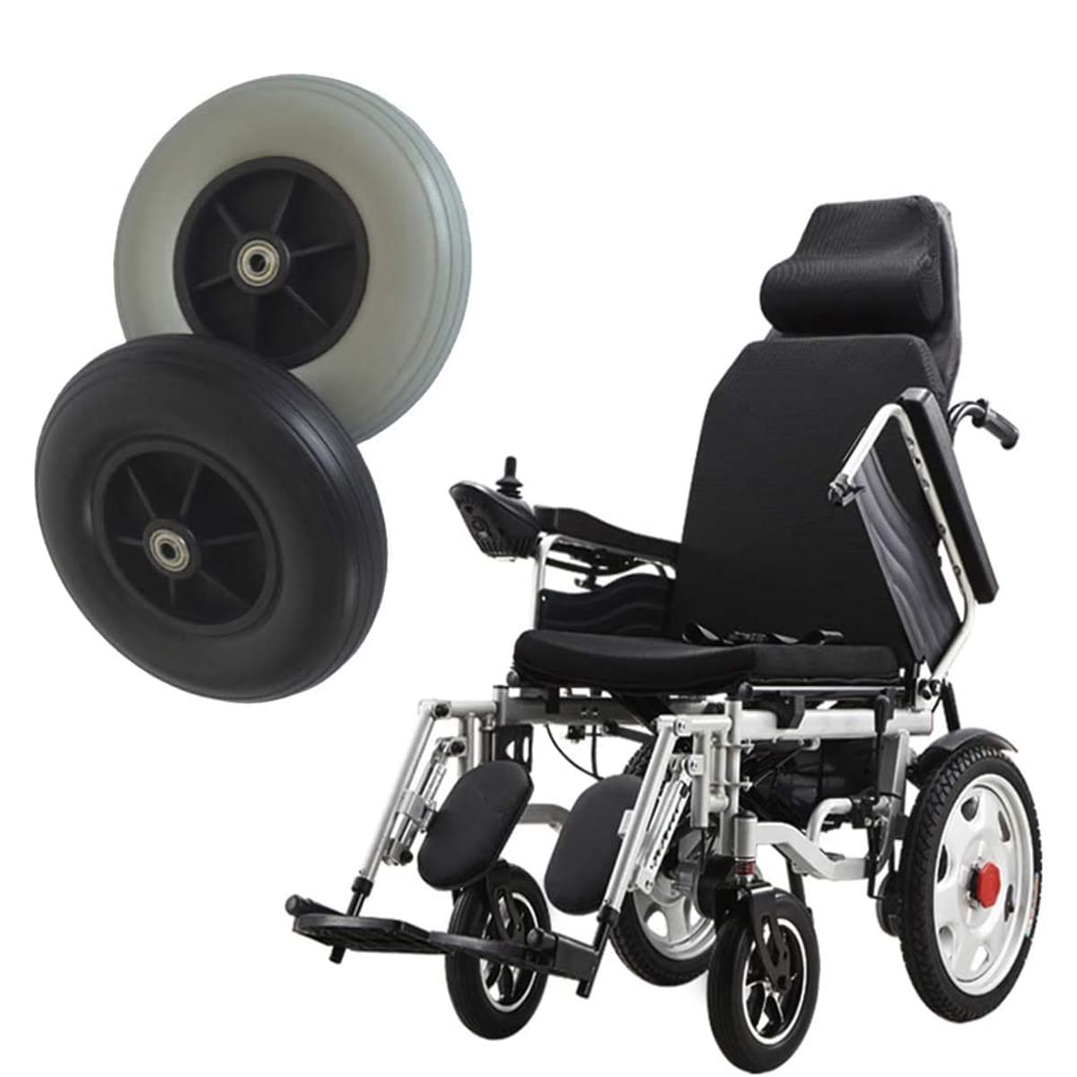 Paquete De 2 Ruedas Giratorias para Silla De Ruedas, Neumático Sólido De PU, Resistente, Antidesgaste, para Reemplazo De Rueda De Silla De Ruedas Eléctrica, 200 X 50 Mm