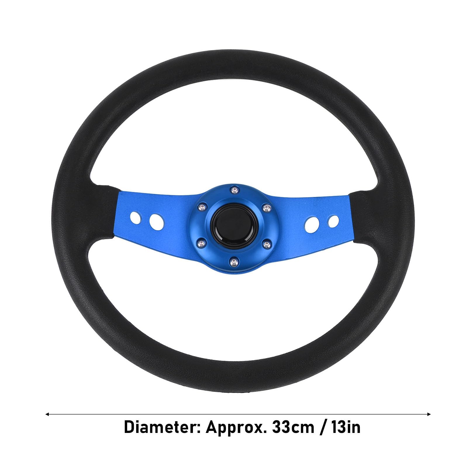 13-Zoll-Auto-Lenkrad Rennsport-Lenkrad PU Stilvoller Look Schlagfester Verbesserter Griff Einfache Installation Rennlenkrad für Fahrzeuge (BLUE)