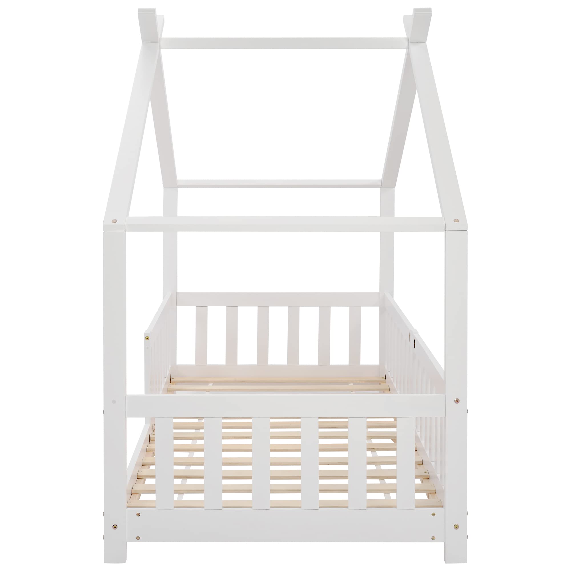 Moimhear Bellissimo letto per bambini, 200 x 90 cm, in legno massiccio con recinzione